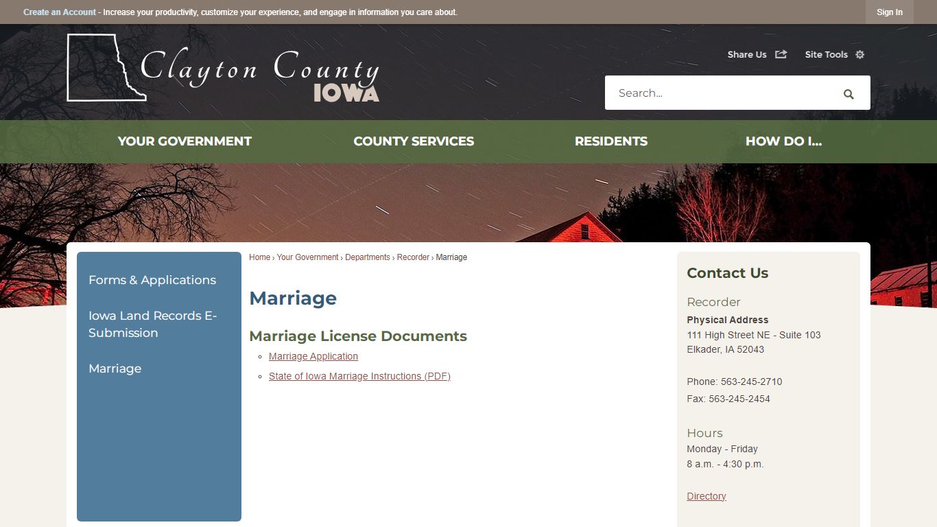 Marriage | Clayton County, IA