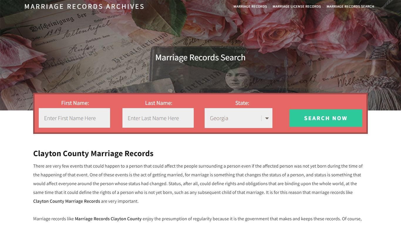 Clayton County Marriage Records | Enter Name and Search